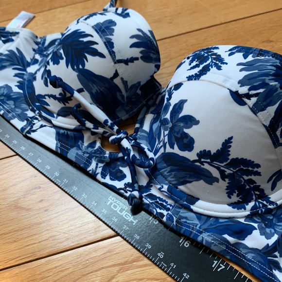 Jack Wills Underwire balcony Adjustable sz 10 White with Blue flowers Bikini NWT - Picture 12 of 12